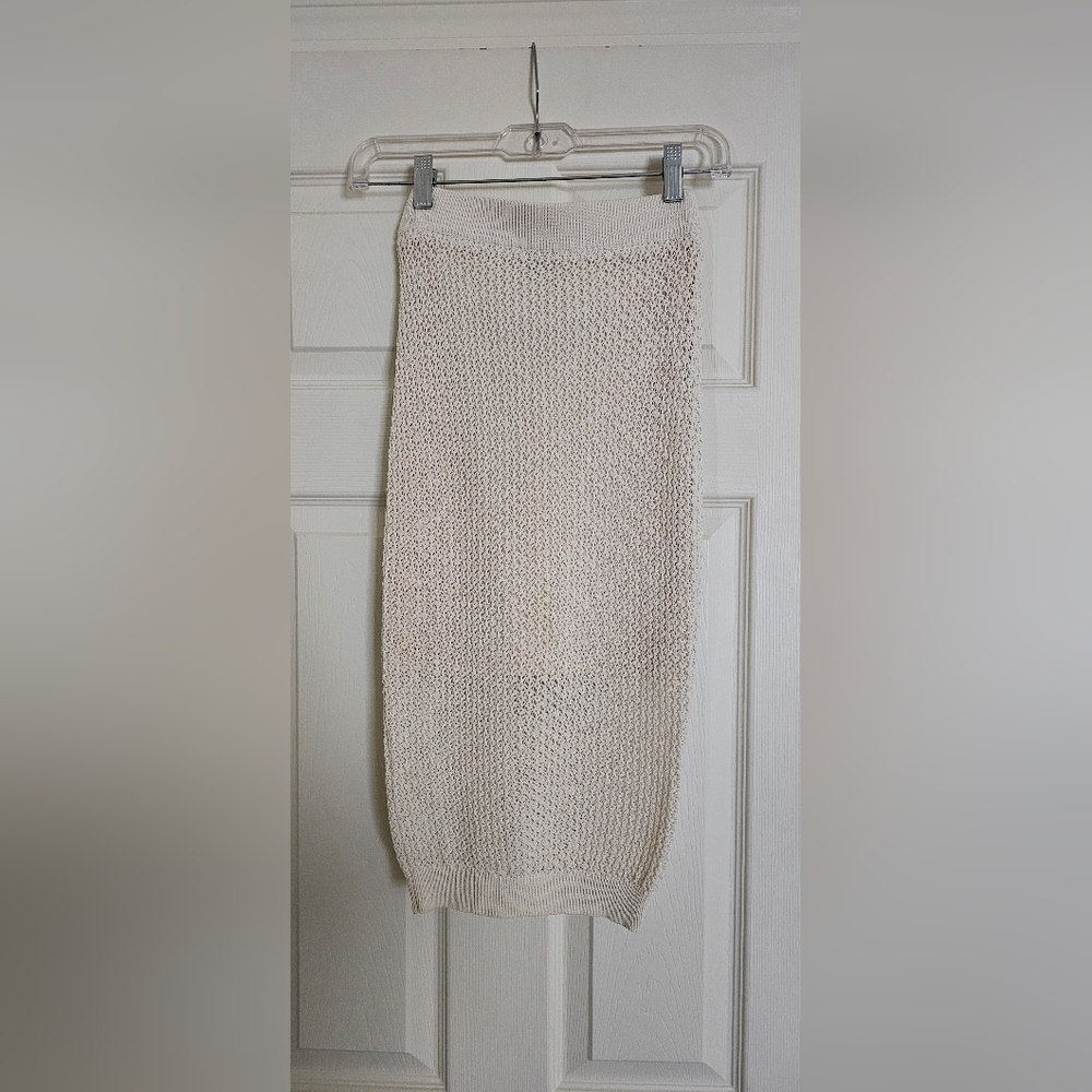 bebe Cream Knit Pencil Skirt